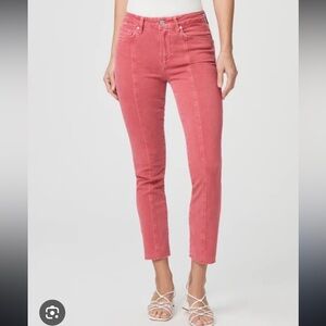 NWT Paige Cindy Front Seam Raw Hem Jeans in Vintage Sweet Rose size 23 000